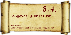 Benyovszky Aniziusz névjegykártya
